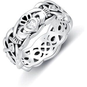 Claddagh Ring for Women 925 Sterling Silver Claddagh Birthstone Ring